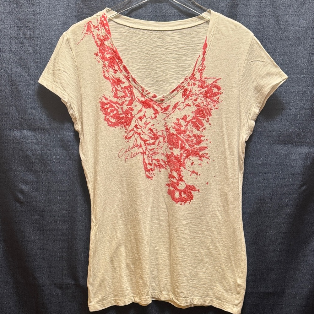 Calvin Klein Beige and Red Graphic Tee
